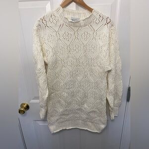 Joyce vintage white sweater size small grannycore cottagecore crochet fisherman